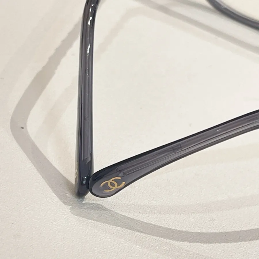 CHANEL transparent square frame glasses silver color size 53口19-145