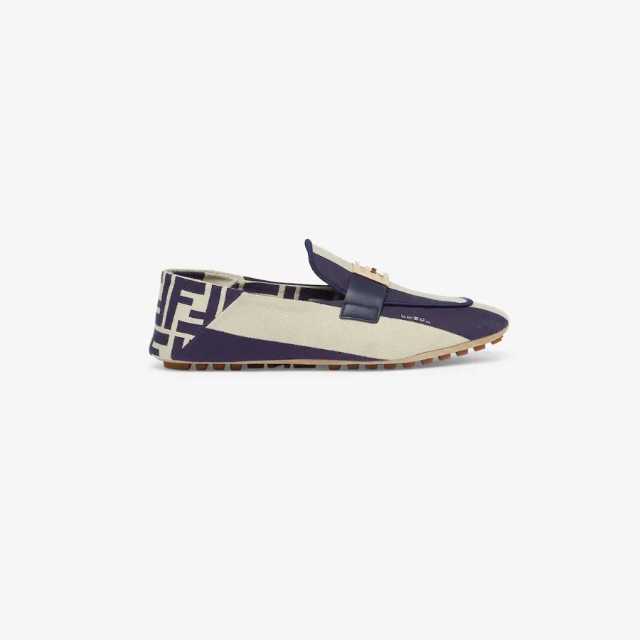 FENDI Blue canvas loafers