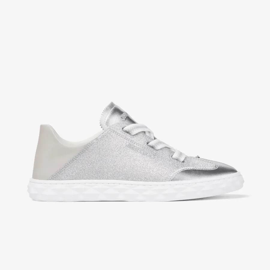 JIMMY CHOO Silver sparkly leather sneakers