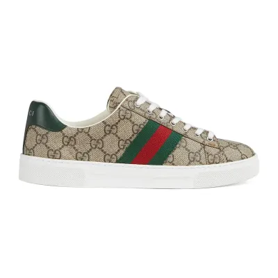 Gucci Ace series brown canvas sneakers woven fabric women's sports shoes