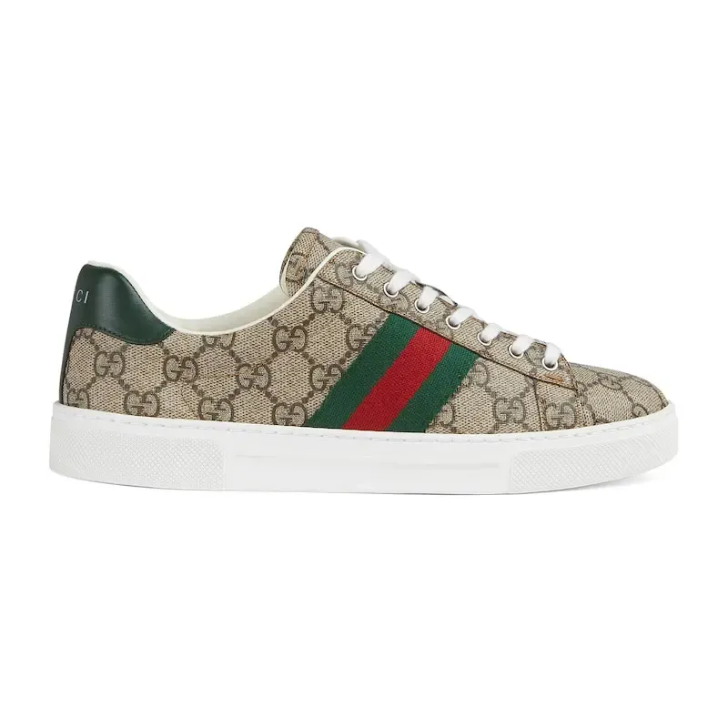 Gucci Ace series brown canvas sneakers woven fabric women's sports shoes