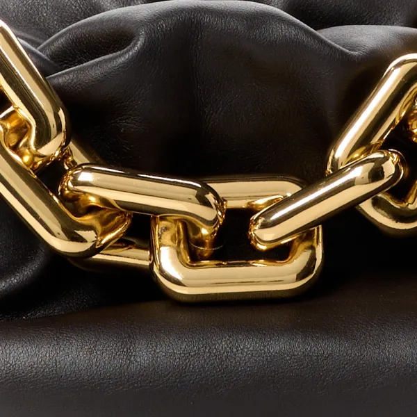Bottega Veneta Medium The Pouch Chain Black Calfskin Leather - Image 8