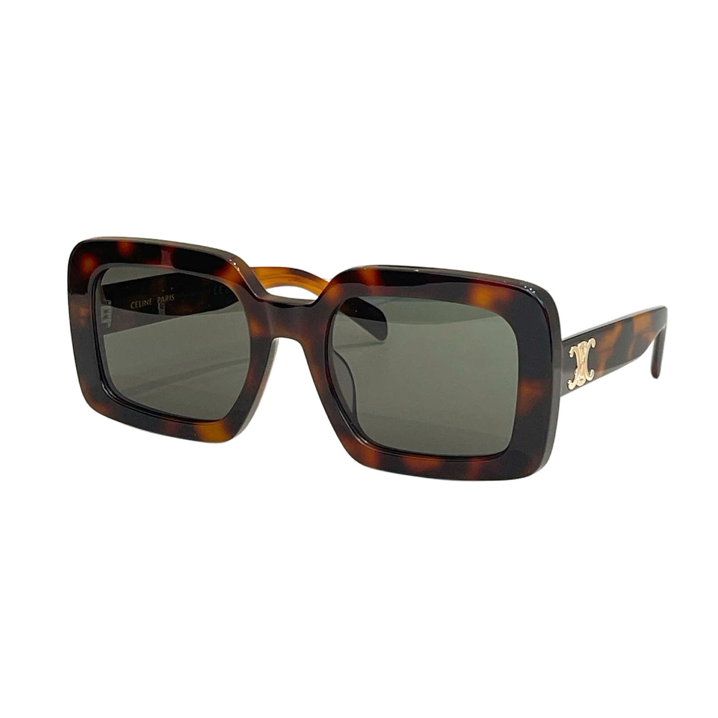 Óculos de armação quadrada Celine cor leopardo/marfim/preto Tamanho 56口23-140