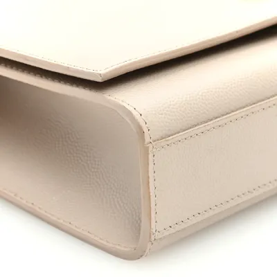 Saint Laurent Medium Kate Satchel Nude Powder Monogram Grain De Poudre Leather Silver Hardware