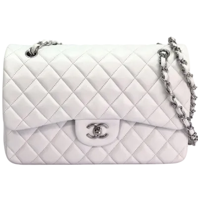 Chanel CF Caramel Colour / White Quilted Lambskin Leather Crossbody Bags