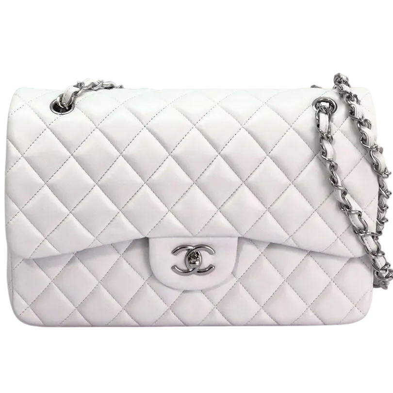 Chanel CF Caramel Colour / White Quilted Lambskin Leather Crossbody Bags