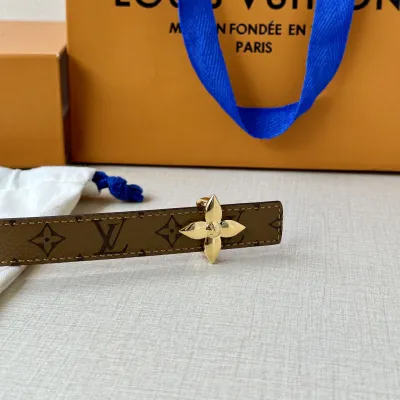 Louis Vuitton Women's Flowergram Reversible Belt In Brown/Cookie Monogram Reverse Canvas And White/Black/Red/Pink/Brown Calfskin With Gold/Silver Hardware 20mm