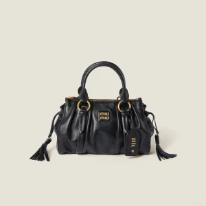 Miu Miu Joie Nappa Quilted Lambskin Leather Black Top-Handle Bags