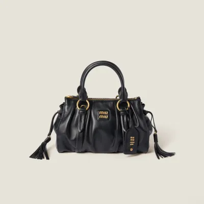Miu Miu Joie Nappa Quilted Lambskin Leather Black Top-Handle Bags