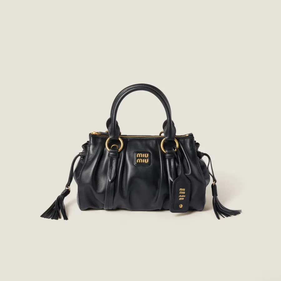 Miu Miu Joie Nappa Quilted Lambskin Leather Black Top-Handle Bags