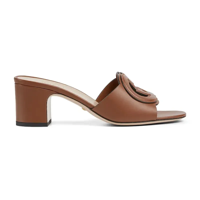 Gucci brown high-heeled slippers