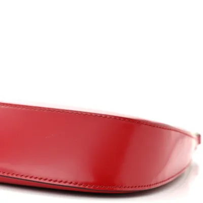 Prada Medium Cleo Shoulder Bag Scarlatto/Black Spazzolato Leather Silver Hardware