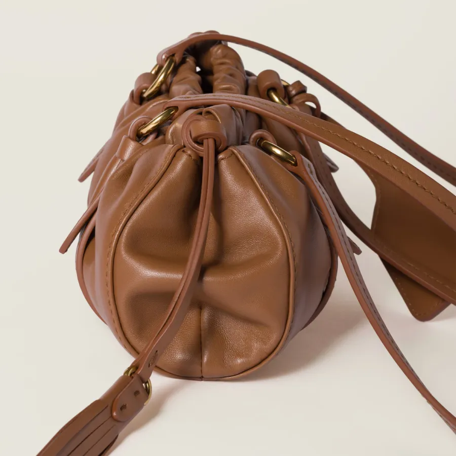 Miu Miu Joie Nappa Quilted Lambskin Leather Brown Shoulder Bags