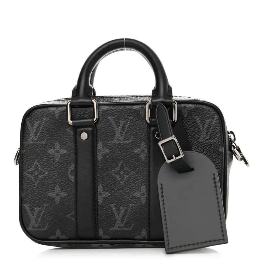 Louis Vuitton Nano Porte Documents Voyage BB Black Monogram Eclipse Canvas Silver Hardware