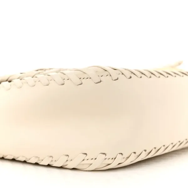 Fendi Ceylon Woven Baguette White Ice King Vitello Leather Gold Hardware - Image 4