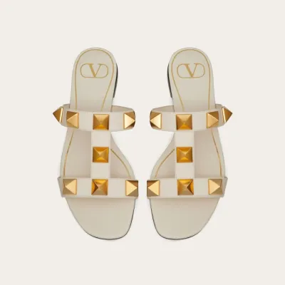 VALENTINO White Cowhide slip-on sandals