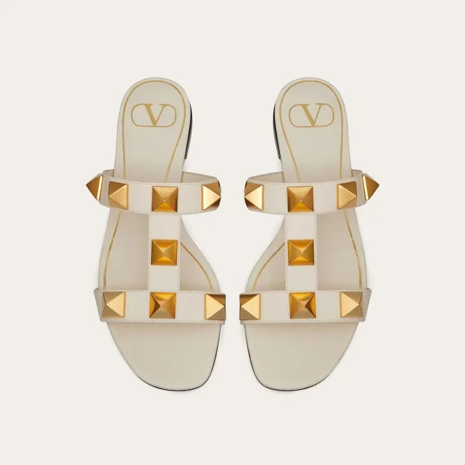 VALENTINO White Cowhide slip-on sandals