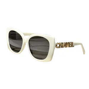 CHANEL square frame glasses white color SIZE 53-17-140