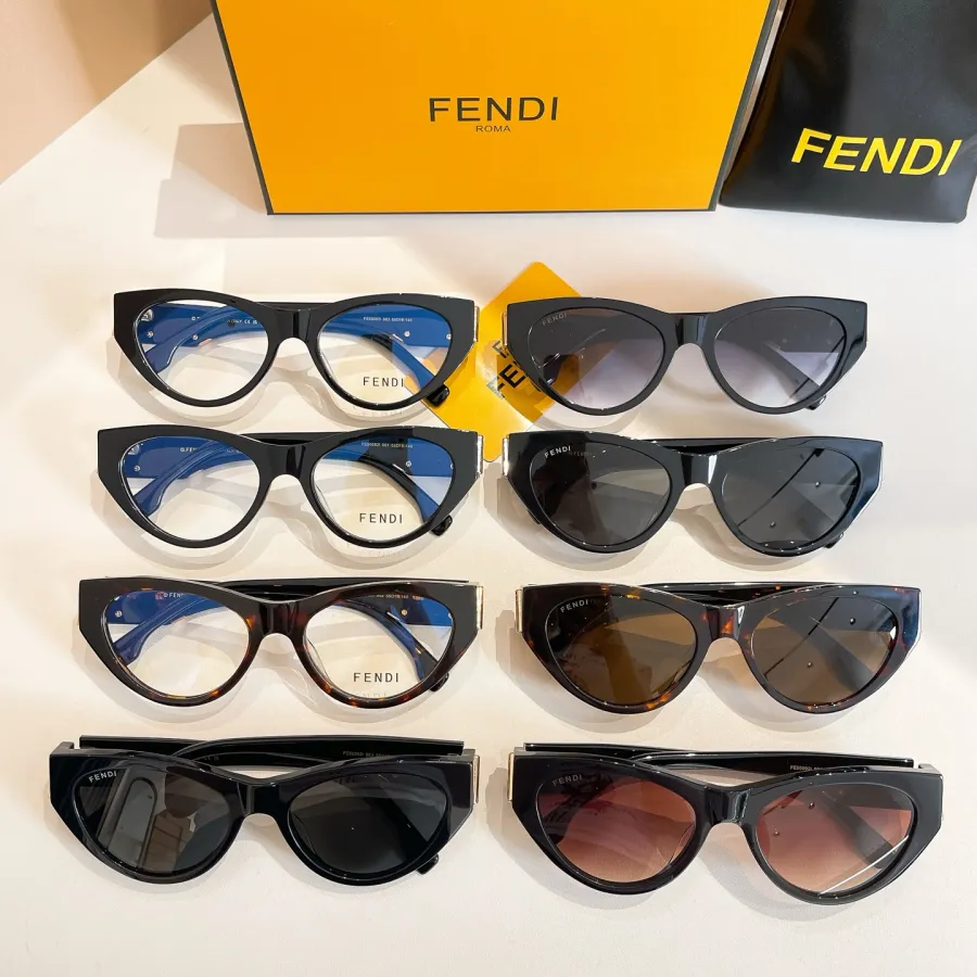 Fendi Cat Eye glasses silver/gold/black silver/black gold/leopard/brown leopard/rust/eggplant color Size 55口19-140