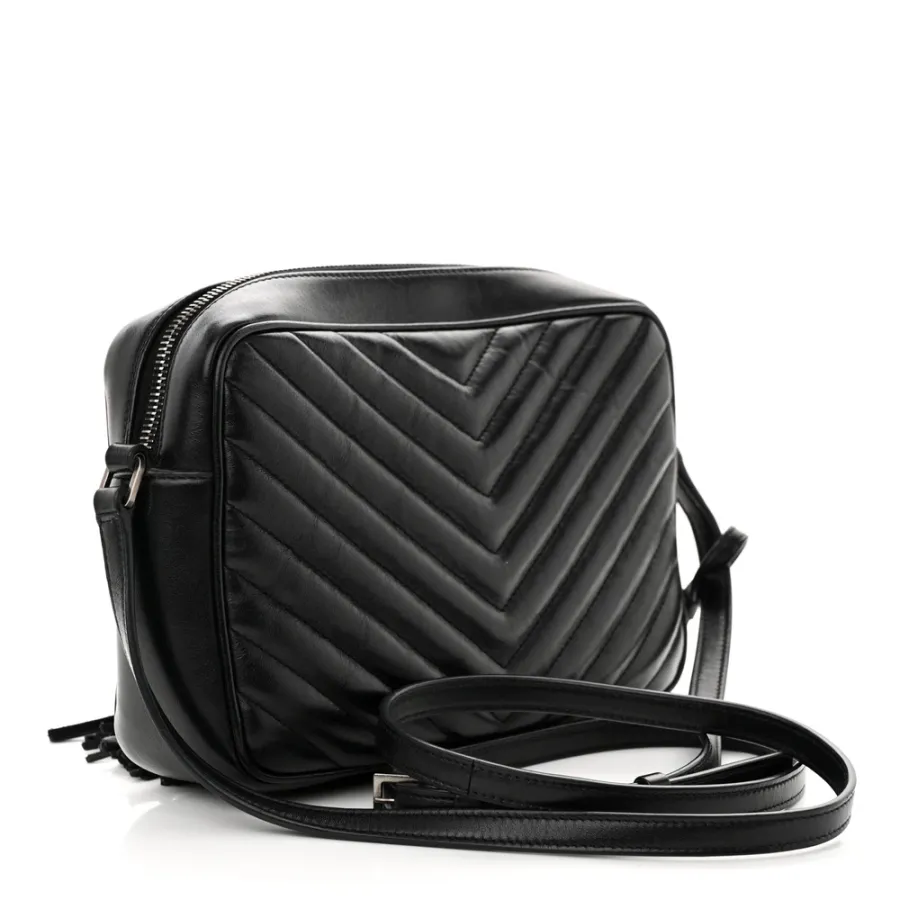 Saint Laurent Medium Lou Camera Bag Black Monogram Calfskin Matelasse Leather Silver Hardware