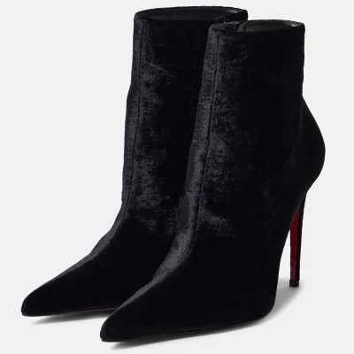Christian Louboutin Cashmere small pointy toe thin heel black and naked boots