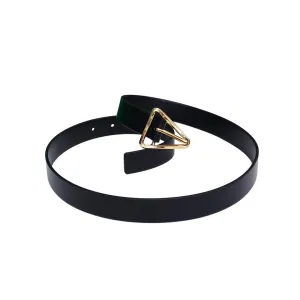 Bottega Veneta Women's Triangle Buckle In Black/White/Beige Calfskin With Gold/Silver Hardware 25mm