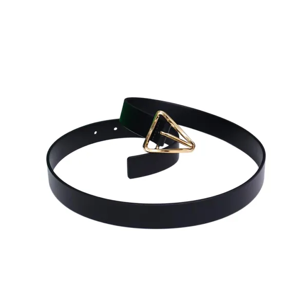 Bottega Veneta Women's Triangle Buckle In Black/White/Beige Calfskin With Gold/Silver Hardware 25mm