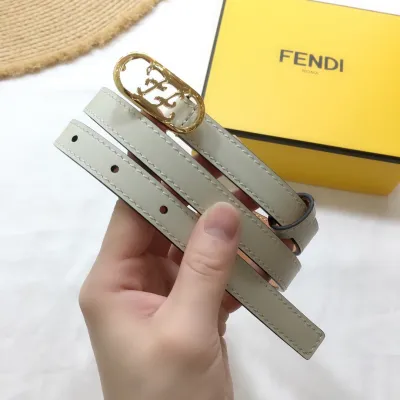 Fendi Women's O lock Belt In Black/White Calfskin With Gold Hardware 15mm