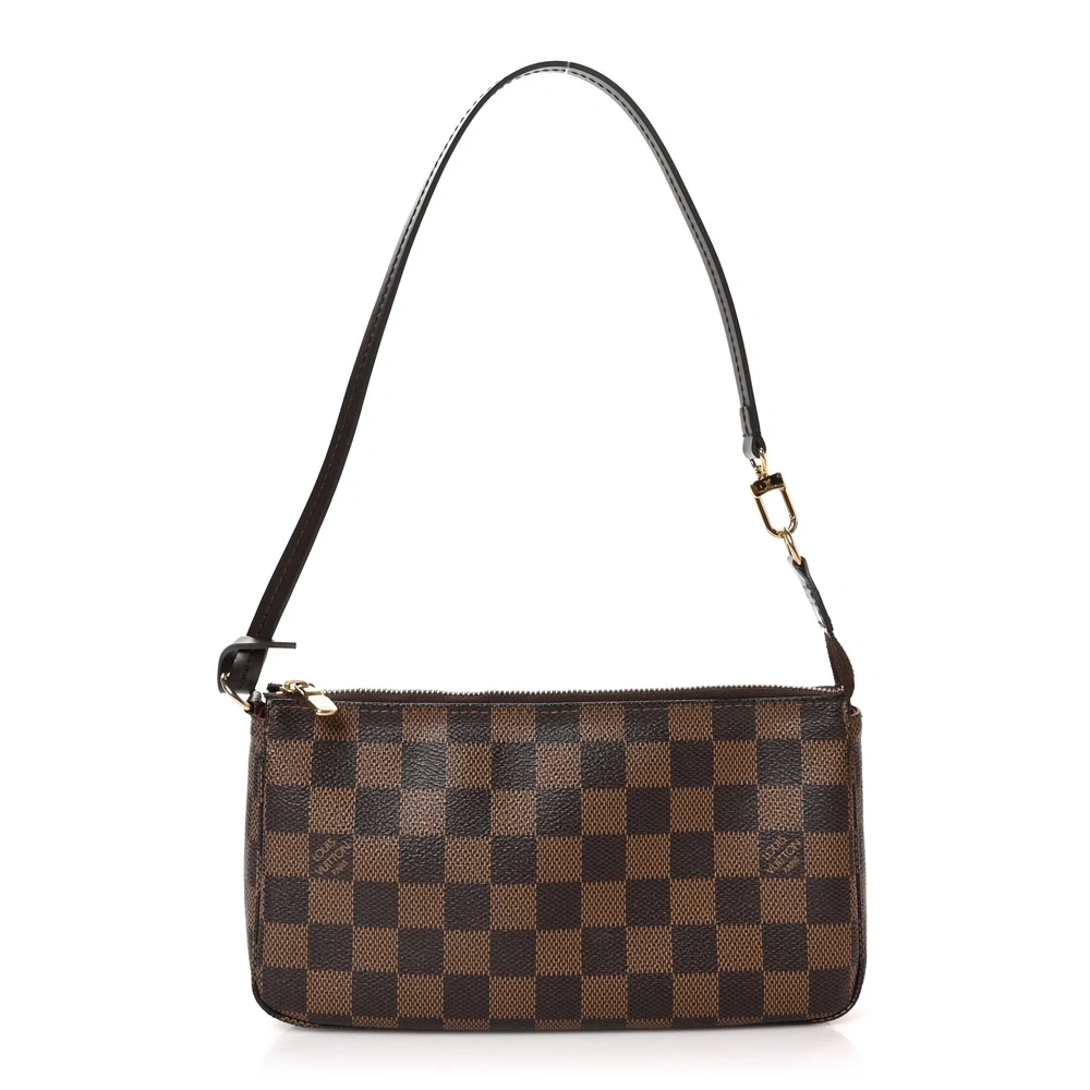 Louis Vuitton Pochette Accessoires NM PM em Canvas Damier Ebene com Hardware Dourado