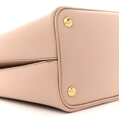 Prada Medium Panier Bucket Bag Cipria/Black Saffiano Cuir Leather