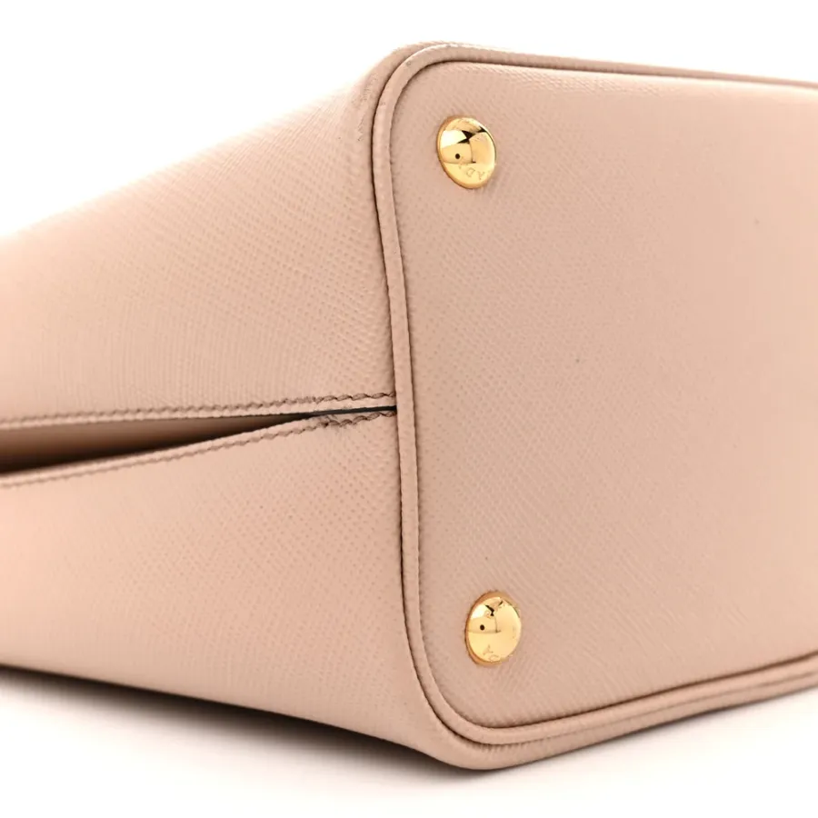 Prada Medium Panier Bucket Bag Cipria/Black Saffiano Cuir Leather