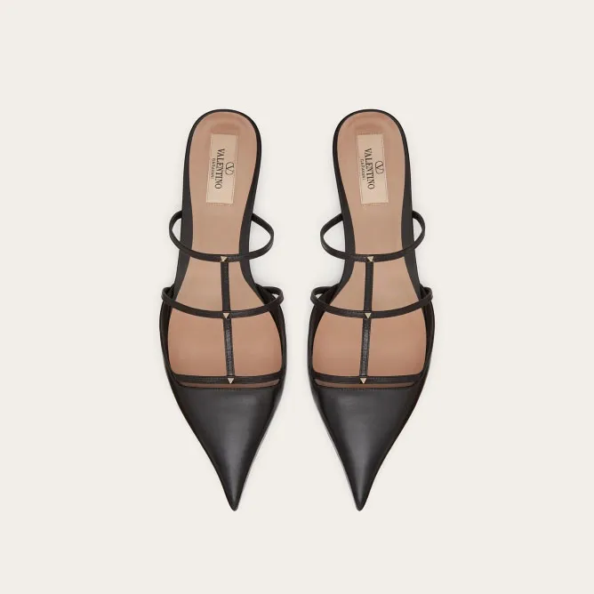 VALENTINO Calfskin micro-heeled Muller shoes (heel 2 cm high)