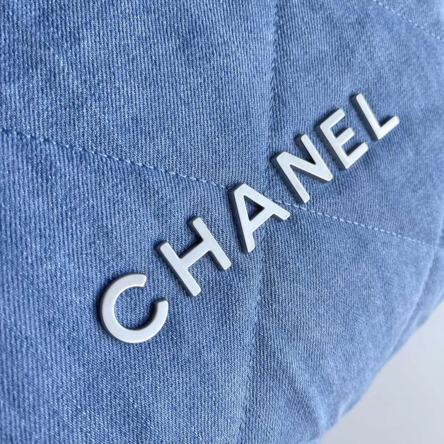 Chanel 22bags Denim Light Blue / Light Pink Shoulder Bags