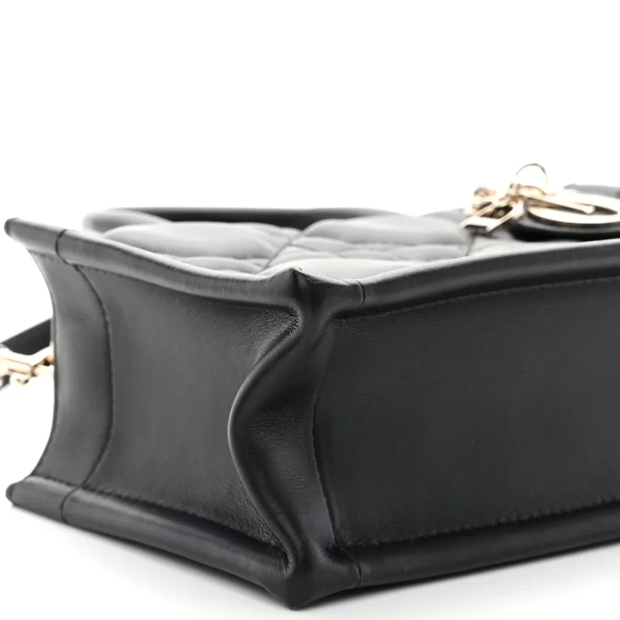 Dior Mini Book Tote Black Macrocannage Calfskin Leather Light Gold Hardware