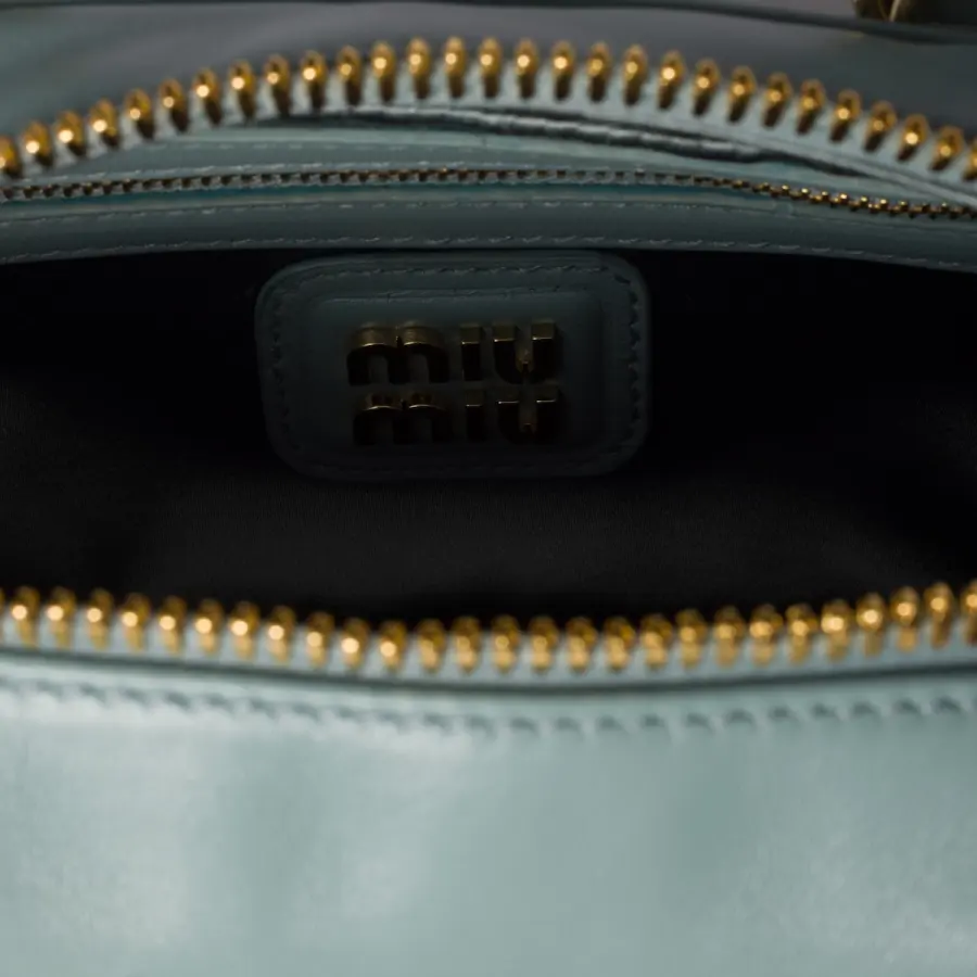 Miu Miu Arcadie matelassé Quilted Lambskin Leather Blue Top-Handle Bags