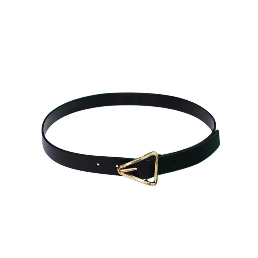 Bottega Veneta Women's Triangle Buckle In Black/White/Beige Calfskin With Gold/Silver Hardware 25mm