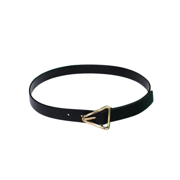 Bottega Veneta Women's Triangle Buckle In Black/White/Beige Calfskin With Gold/Silver Hardware 25mm - Image 2