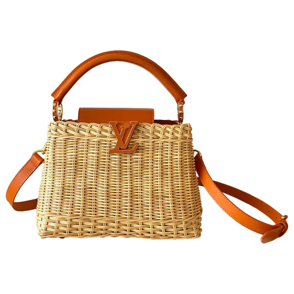 Louis Vuitton Capucines BB Rattan And Brown/Orange Handle Bag - Image 8