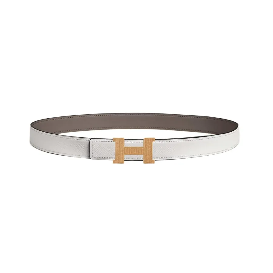 Hermès Women' s Mini Constance Guillochee Buckle Belt In Brown/Black/Etoupe/White/Orange Calfskin With Gold/Silver Hardware 24mm