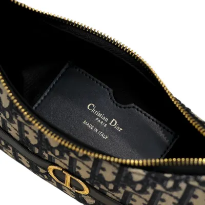 Dior 30 Montaigne Cigale Mini Bag In Blue Dior Oblique Jacquard Gold Hardware