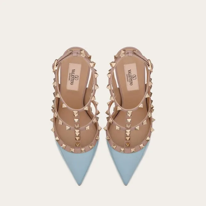 VALENTINO Patent leather lace-up rivet heels