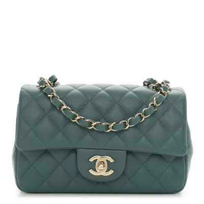 Designer Handbags | Green Quilted Mini Flap
