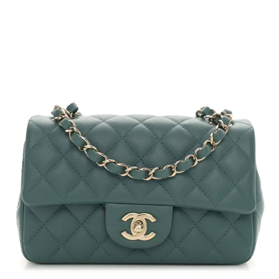 Designer Handbags | Green Quilted Mini Flap