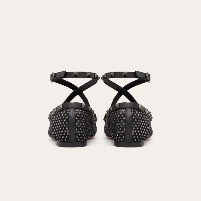 VALENTINO Rivet embellished grid ballet flats