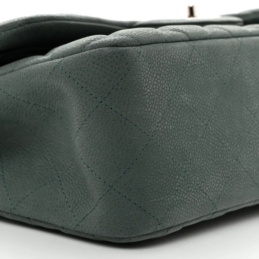 Chanel Double Flap Jumbo in Green Caviar Leather