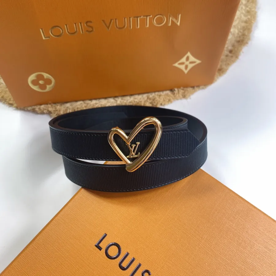 Louis Vuitton Women's The Knot Reversible Belt In Black Calfskin And Monogram Canvas With Gold Hardware 20mm