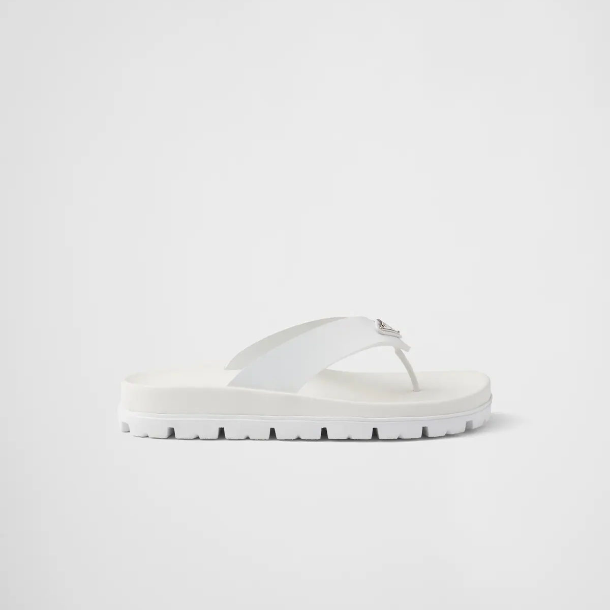 PRADA sandálias brancas de borracha com tira no dedo Chinelos