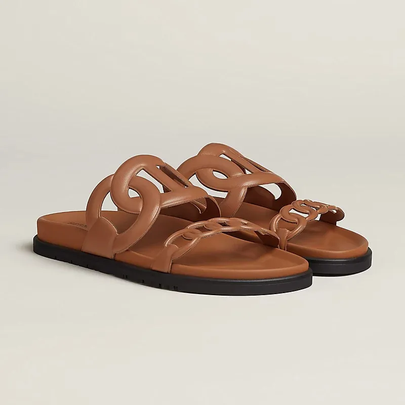 HERMES Extra Brown Slippers