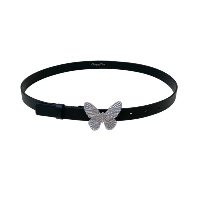 Dior Women' s Butterfly Buckle Belt In Black/White/Blue/Brown Calfskin With Gold/Silver Hardware 20mm