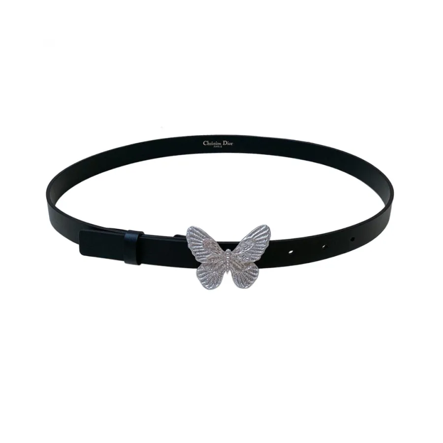 Dior Women' s Butterfly Buckle Belt In Black/White/Blue/Brown Calfskin With Gold/Silver Hardware 20mm